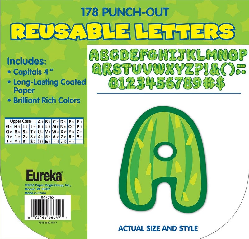 Eureka Cactus Themed Punch Out Letters for Classroom Decoration, 178pc, 4'' H, A Sharp Bunch Cactus Letters (845268) - Image 1