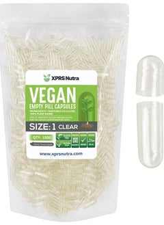 Size 1 Empty Capsules - 1000 Count Clear Empty Vegan Capsules - Vegetarian Empty Pill Capsules- DIY Vegetable Capsule Filling- Veggie Pill Capsules Empty Caps