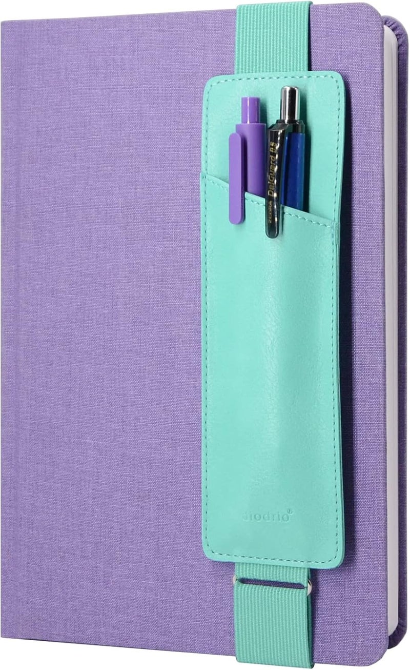 diodrio Adjustable Elastic Band Pen Holder, Pencil Holder, Pen Sleeve Pouch for Hardcover Journals, Notebooks, Planners, Binders, Fit Notebooks from 8" to 11” in Height, PU Leather, Detachable, Mint - Image 1
