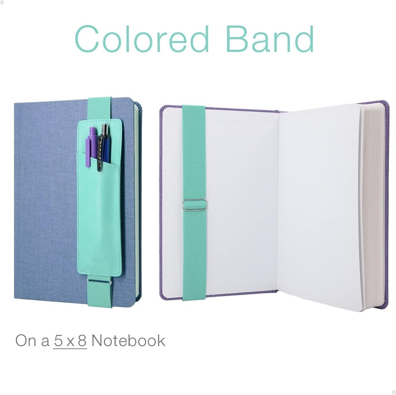 diodrio Adjustable Elastic Band Pen Holder, Pencil Holder, Pen Sleeve Pouch for Hardcover Journals, Notebooks, Planners, Binders, Fit Notebooks from 8" to 11” in Height, PU Leather, Detachable, Mint - Image 3