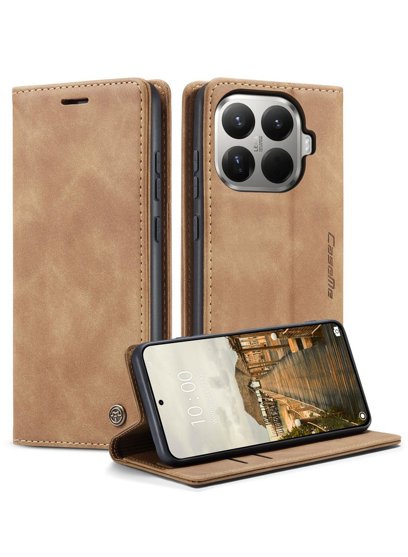 CaseMe For Xiaomi 15T Pro Cover, PU Leather Flip Cover with Card Holder, RFID Blocking Magnetic Closure, Foldable Stand, Shockproof Protective Phone Case - Image 1