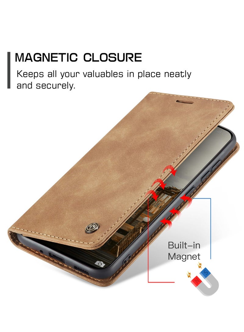 CaseMe For Xiaomi 15T Pro Cover, PU Leather Flip Cover with Card Holder, RFID Blocking Magnetic Closure, Foldable Stand, Shockproof Protective Phone Case - Image 3