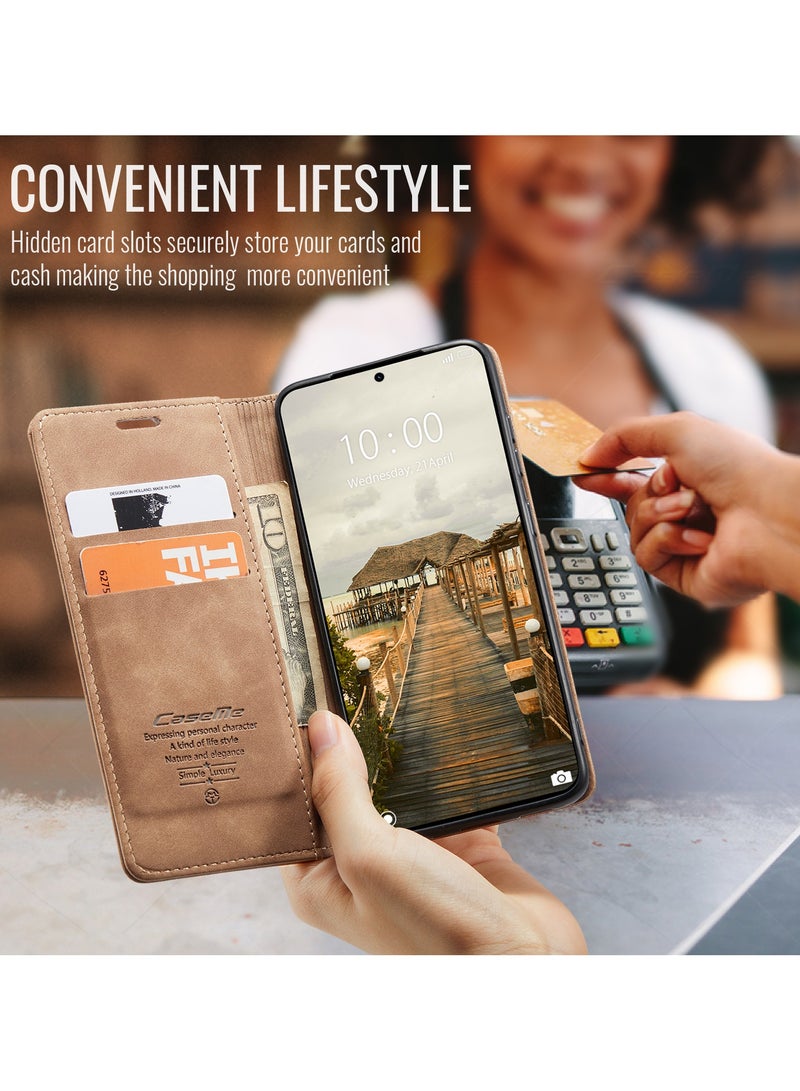 CaseMe For Xiaomi 15T Pro Cover, PU Leather Flip Cover with Card Holder, RFID Blocking Magnetic Closure, Foldable Stand, Shockproof Protective Phone Case - Image 4