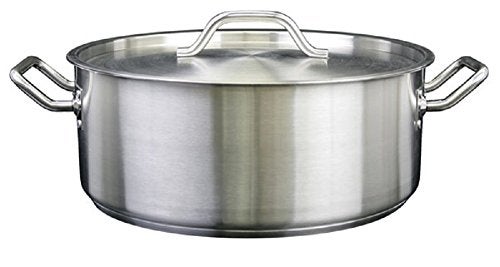 Thunder Group Thunder Group SLSBP015 15 Quart Stainless Steel Brazier with Cover Commercial Braising Pan with Lid Professional Braiser 
