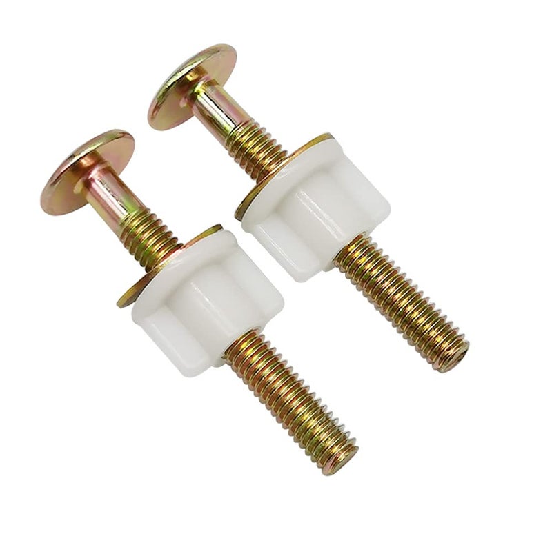 Alamic 2 Pack Toilet Seat Screws Heavy Duty Hinge Bolts Screws with Plastic Nuts and Metal Washers Replacement for Top Mount Toilet Seat Hinges - Image 1