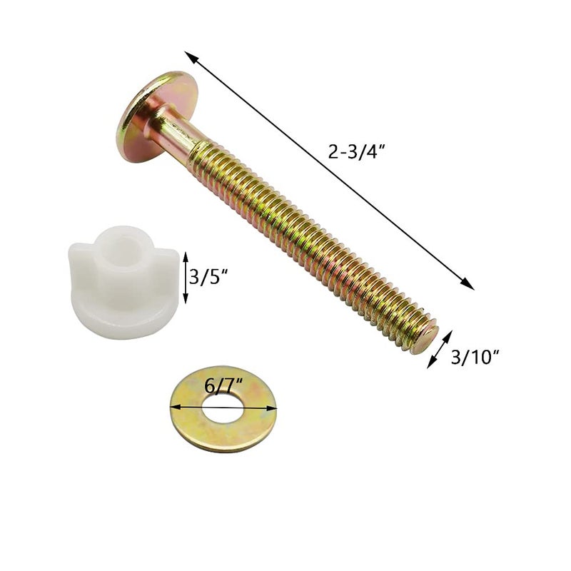 Alamic 2 Pack Toilet Seat Screws Heavy Duty Hinge Bolts Screws with Plastic Nuts and Metal Washers Replacement for Top Mount Toilet Seat Hinges - Image 2