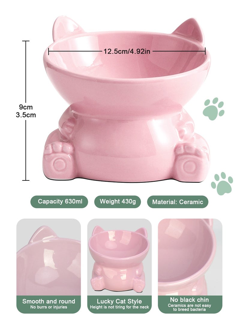URbazaar - Ceramic Raised Cat Food Bowl, Tilted Elevated Cat Bowl, Anti Vomiting Cat Feeding Bowl for Cats and Small Dogs - Image 1