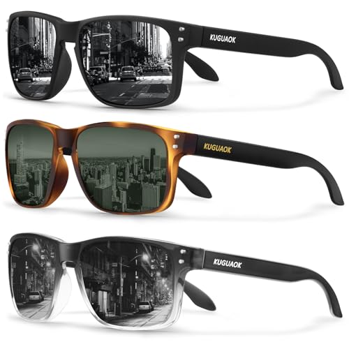 KUGUAOK نظارات شمسية مربعة مت polarized للرجال والنساء بتشطيب غير لامع، نظارات حماية من الأشعة فوق البنفسجية - Image 1