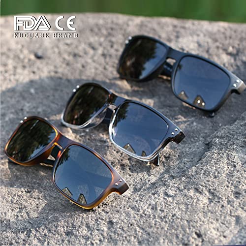 KUGUAOK نظارات شمسية مربعة مت polarized للرجال والنساء بتشطيب غير لامع، نظارات حماية من الأشعة فوق البنفسجية - Image 4