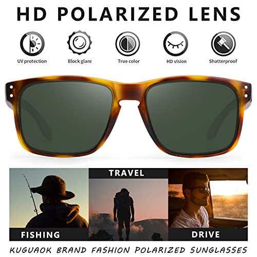 KUGUAOK نظارات شمسية مربعة مت polarized للرجال والنساء بتشطيب غير لامع، نظارات حماية من الأشعة فوق البنفسجية - Image 3