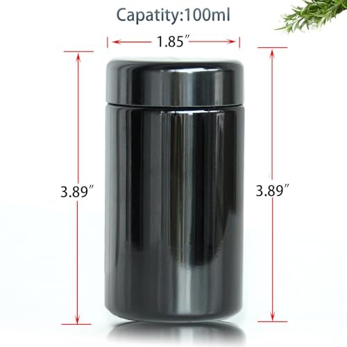 Matoolser Black Glass Airtight Storage Container Jar 100ml with UV Protection for Spice Coffee - Image 3