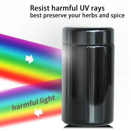 Matoolser Black Glass Airtight Storage Container Jar 100ml with UV Protection for Spice Coffee - Image 2