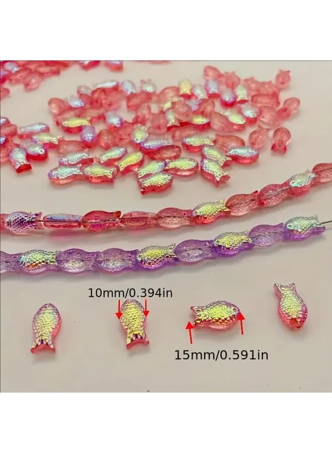 Aurora Purple Glass Fish Beads 10x15mm 40pcs DIY Jewelry Making Supplies - Image 4