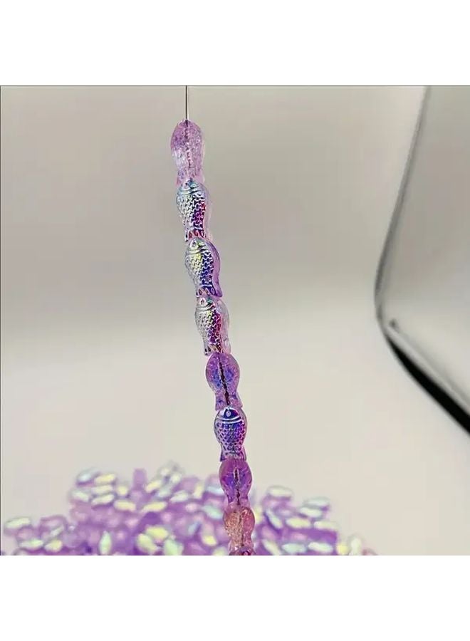 Aurora Purple Glass Fish Beads 10x15mm 40pcs DIY Jewelry Making Supplies - Image 3