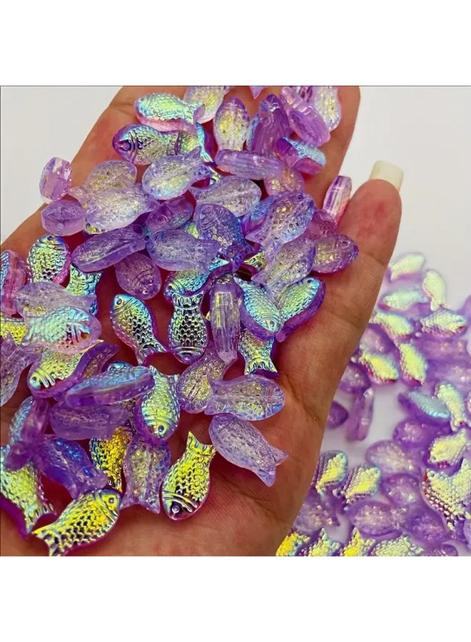 Aurora Purple Glass Fish Beads 10x15mm 40pcs DIY Jewelry Making Supplies - Image 5