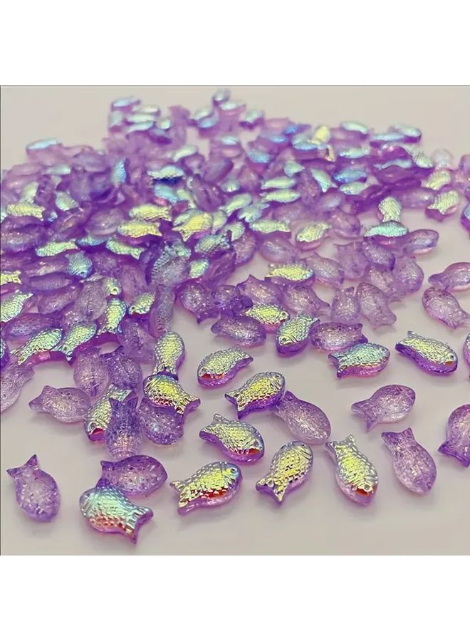 Aurora Purple Glass Fish Beads 10x15mm 40pcs DIY Jewelry Making Supplies - Image 1