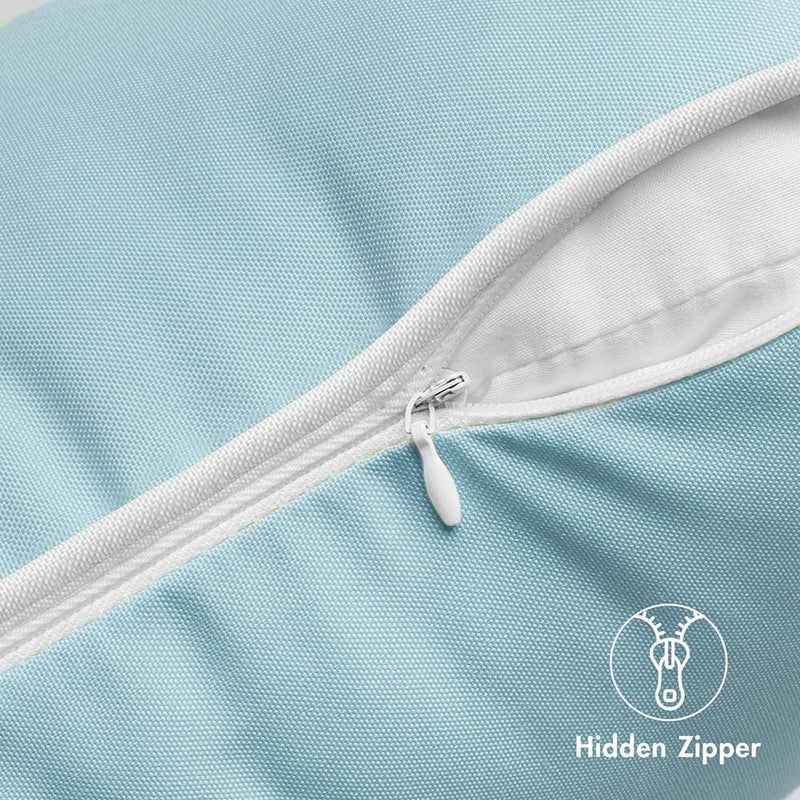 MIULEE Pack of 2 Outdoor Waterproof Pillow Covers Decorative Farmhouse Spring Throw Pillow Covers Square Solid Color Couch Pillow Covers Spring for Patio Tent Bed Sofa Living Room 18x18 Inch Blue - Image 3