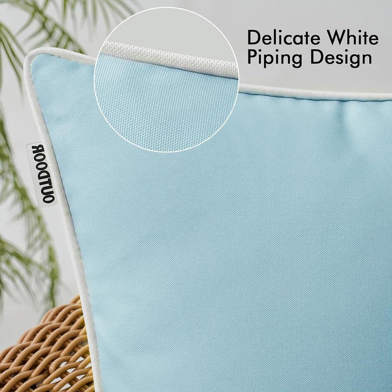 MIULEE Pack of 2 Outdoor Waterproof Pillow Covers Decorative Farmhouse Spring Throw Pillow Covers Square Solid Color Couch Pillow Covers Spring for Patio Tent Bed Sofa Living Room 18x18 Inch Blue - Image 2