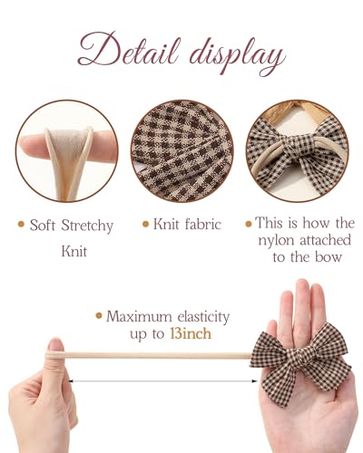 doboi 10PCS Baby Girls Headbands Hair Bows Nylon Linen Hairbands Handmade Hair Accessories for Newborn Infant Toddlers Little Girl and Kids - Image 2