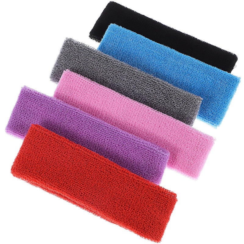 Unisex 6pc Non-Slip Sweatbands Elastic Yoga Headbands Moisture Wicking Fitness - Image 2