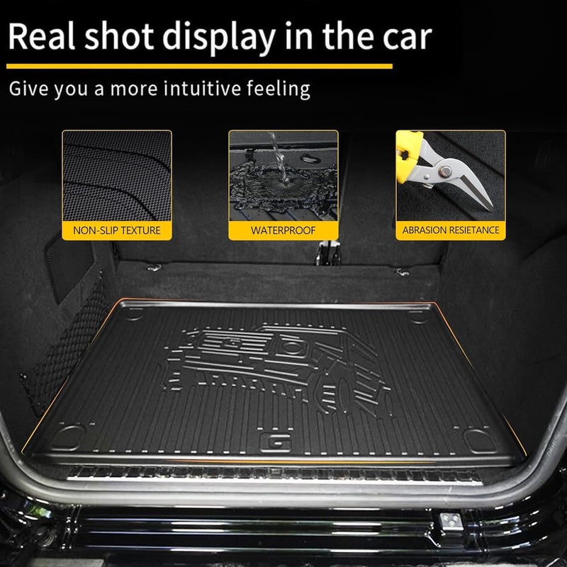 IKABEVEM Custom Fit Floor Mats & Trunk Mat for 2019-2025 Mercedes-Benz G Class/G500/G550/AMG G63 SUV - All Weather TPE Liners, Black - Image 4