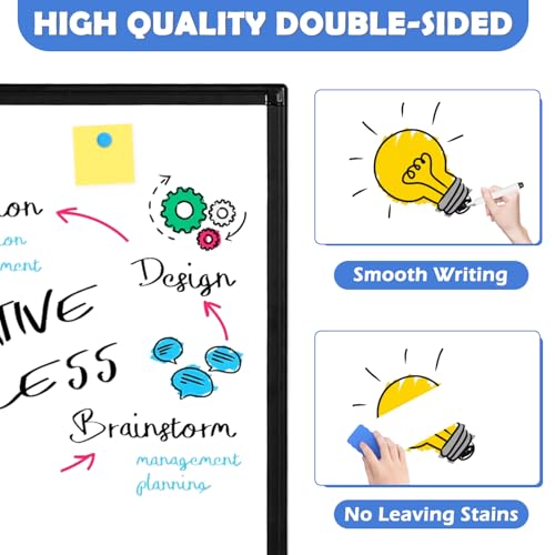 WALGLASS Double-Sided White Board Black Aluminium Frame, 24" x 18" Dry Erase Board Magnetic Whiteboard for Wall, Hanging Mounted Whiteboard Home, School, Office, Kitchen - Image 4