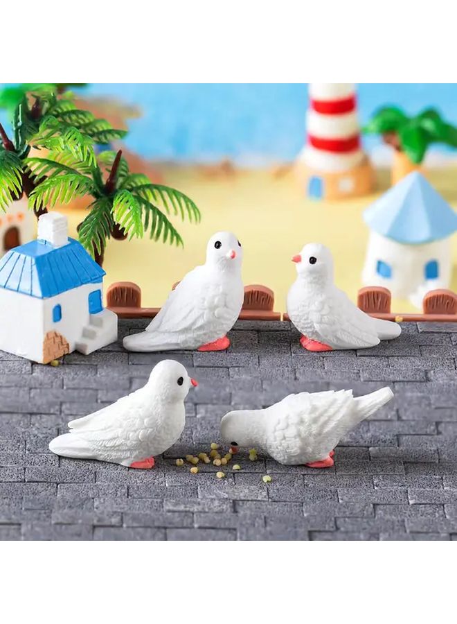 تمثال حمامة بيضاء صغير محاكاة رقم 6 حمامة منحنية الرأس زخرفة حرفية من الراتنج DIY ديكور مشهد مصغر - Image 3