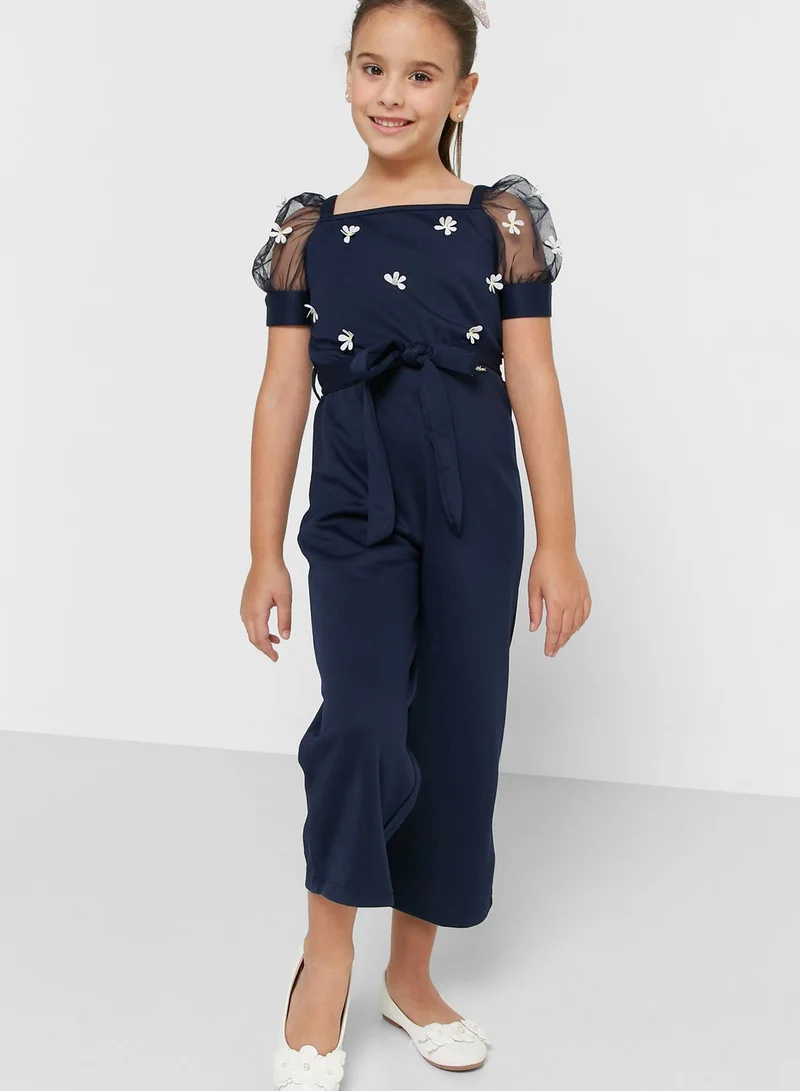 Nautinati Natilene Girls Printed Square Neck Capri Jumpsuit