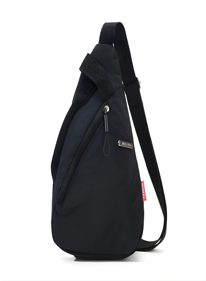LATIQ MART Nylon Sling Bag for Men & Women | Lightweight Crossbody Chest Bag Handbag | Anti-Theft Back Pocket | Compact Everyday Carry Travel Shoulder Organizer | Casual | Water-Resistant (Black) - Image 1
