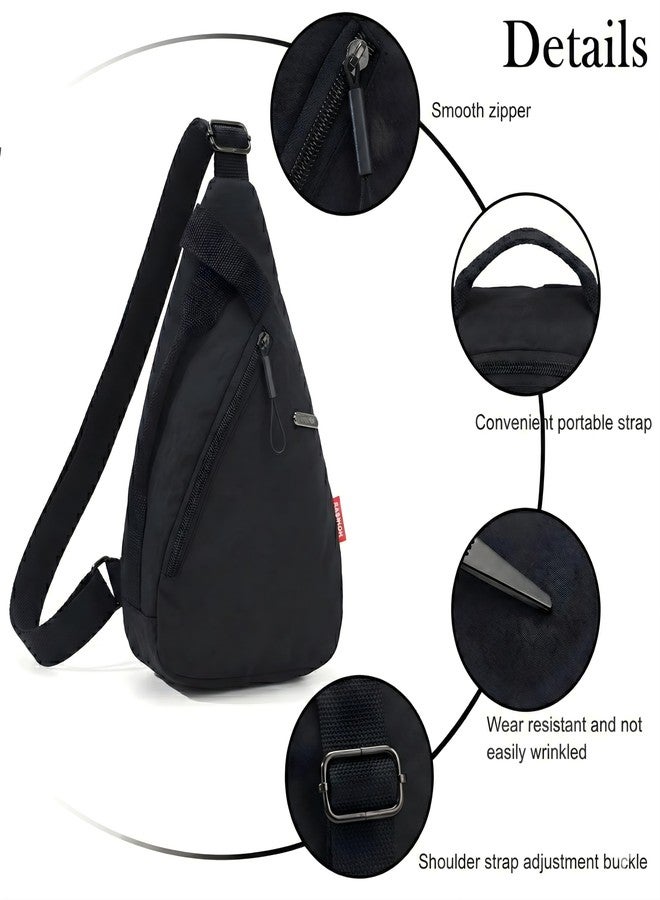 LATIQ MART Nylon Sling Bag for Men & Women | Lightweight Crossbody Chest Bag Handbag | Anti-Theft Back Pocket | Compact Everyday Carry Travel Shoulder Organizer | Casual | Water-Resistant (Black) - Image 5