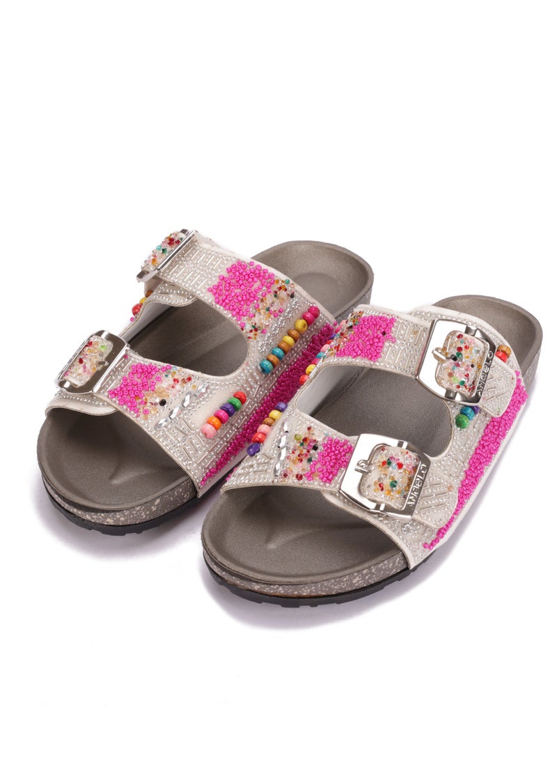Women's Double Strap Embellished Slipper - Comfortable and Fashionable Design  - Image 2
