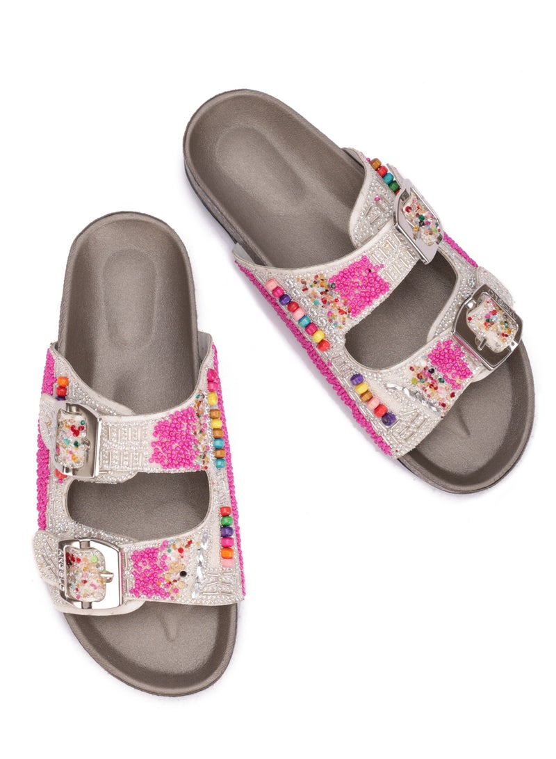 Women's Double Strap Embellished Slipper - Comfortable and Fashionable Design  - Image 3