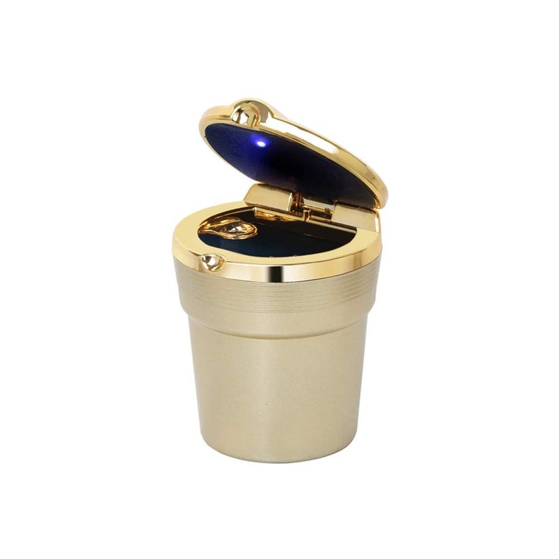 AISIBO Auto Car Ashtray, Portable Blue LED Light Car Ashtray Cup Holder with Lid, Vehicle Cigarette Ashtray Ash for Home Office (Gold) - Image 3