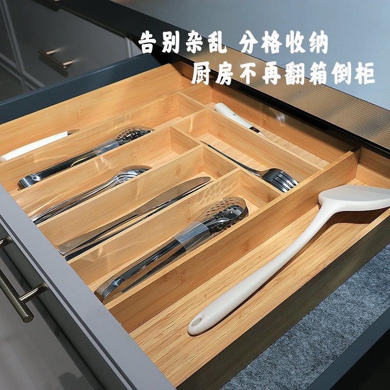 Bamboo Japanese Drawer Partition Storage Box Can Stretch Tableware Partition Kitchen Utensils Partition Organizer Kitchen Storage Box - Image 3