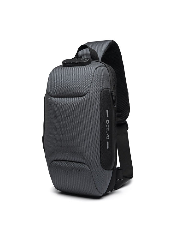 FANDARE - Anti theft sling bag, new men's crossbody bag with USB charging port, reflective stripes, single shoulder bag, bicycle camping and cycling day bag, waterproof polyester, L - Image 1