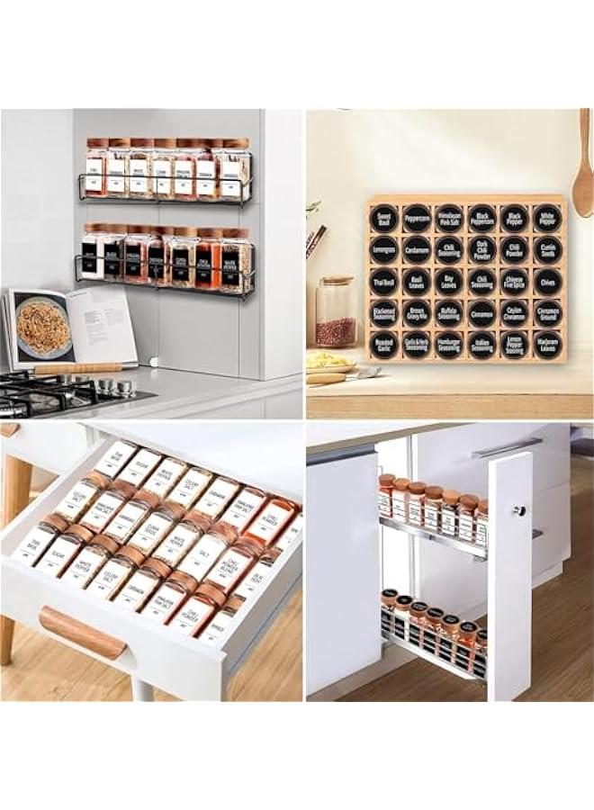 HOOKOR 24 Glass Spice Jars, 4oz Empty Square Spice Containers, Glass Food Storage Containers Jars with Labels,Glass Spice Jars with Bamboo Lids,Labels Stickers,Collapsible Funnel,Brus, Paint Pen - Image 2