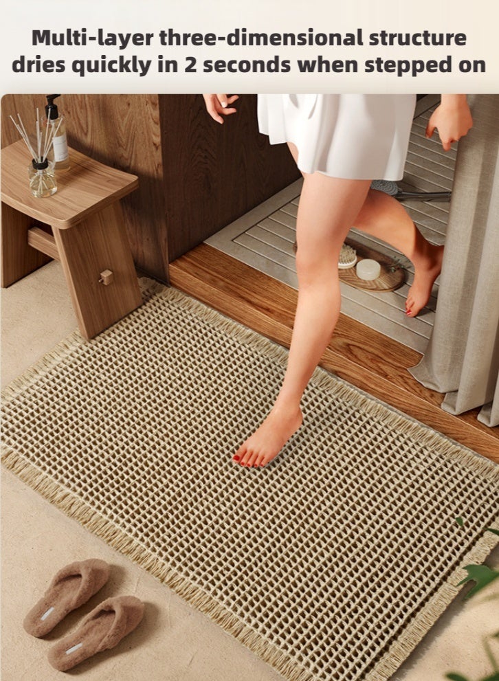 لولكس سجادة حمام وافل من لولاكس، فائقة الامتصاص وغير قابلة للانزلاق، مناسبة للحمامات والمغاسل، هيكل متعدد الطبقات، قاعدة لاصقة بالذوبان الساخن، فائقة النعومة، 16.93 × 24.02، قابلة للغسل في الغسالة (بني) - Image 5