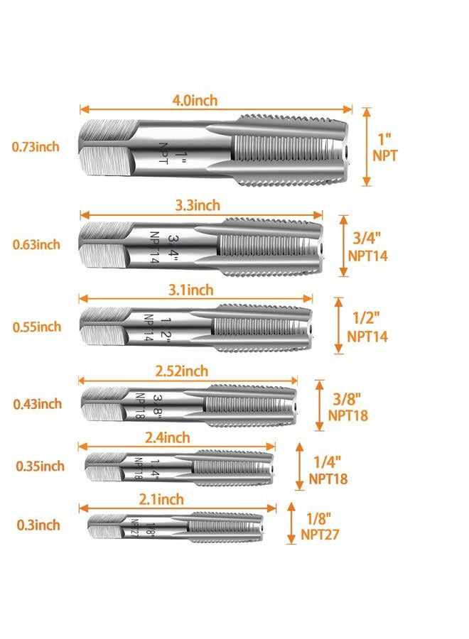 DECKRKAT 6-Piece NPT Pipe Tap Set, Precision Carbon Steel NPT Tap Set for Clean Accurate Threads, 1", 3/4", 1/2", 3/8", 1/4", 1/8" NPT Tap, Perfect for Plumbers Mechanics DIYers, with Durable Plastic Case - Image 2