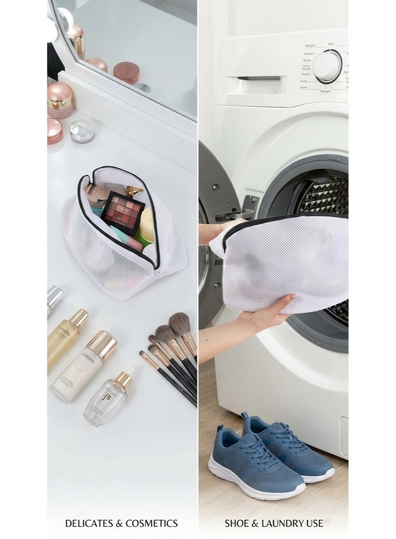 Set of 3 Durable Mesh Shoe Laundry Bags for Washing Machine - Thickened Protective Sneaker Wash Bag with Concealed Zipper, Multi-Function Mesh Bags for Shoes & Delicates, Large Size - Image 5