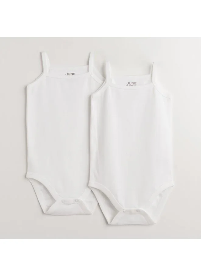 جون June Baby Basic Crew Neck 2-Pack Rope Strap Bodysuit White White