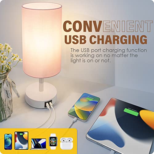 Yarra-Decor مصباح مكتب يارا-ديكور مع منفذ USB، مصباح مكتب يعمل باللمس مع 3 مستويات من السطوع، مصباح طاولة بجانب السرير مع ظل وردي دائري لغرفة النوم، غرفة المعيشة، السكن الجامعي، المكتب المنزلي - Image 3