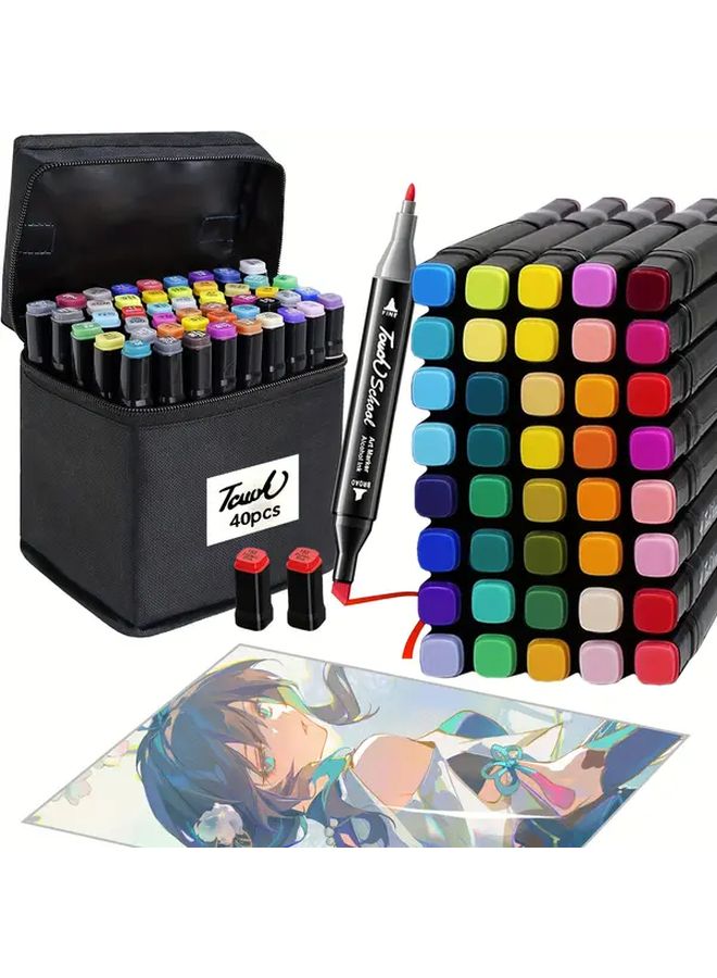 40 Colors Alcohol Markers Dual Tip Permanent Sketch Art Drawing Pens - Image 2