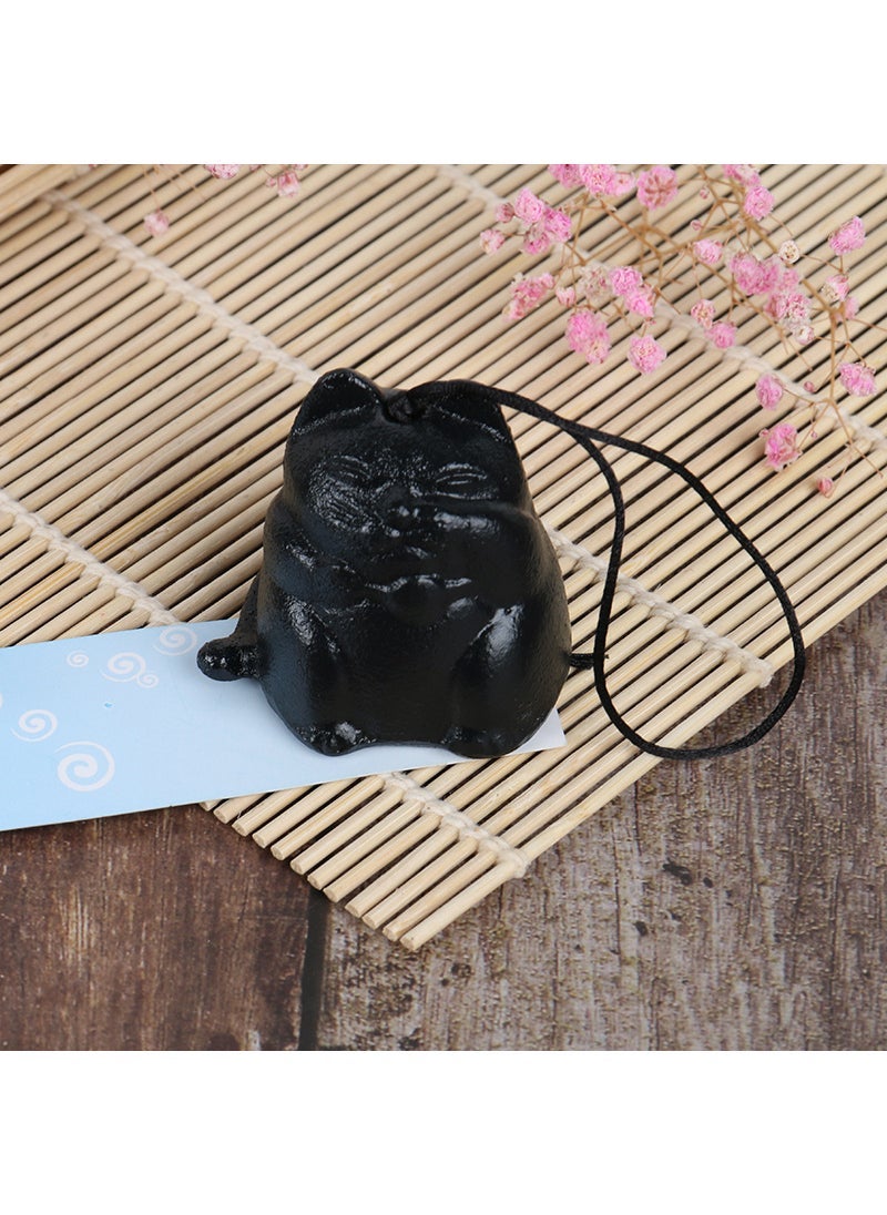 Generic 1 x 5 pcs Japanese Cast Iron Wind Chimes Fuji Decor Black Lucky Cat 