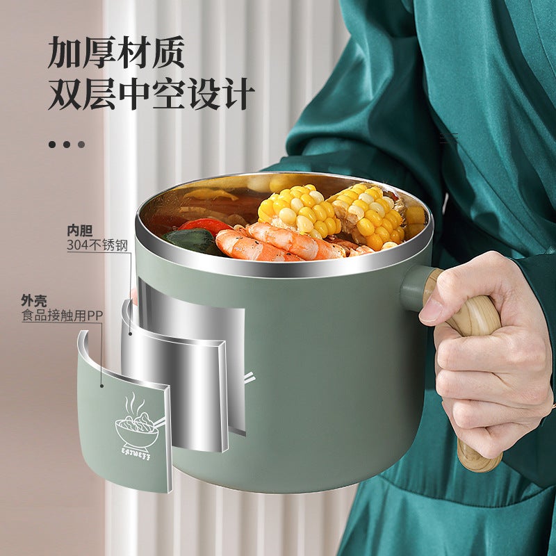 304 Stainless Steel Handle Large Capacity Instant Noodle Bowl With Lid Fast Food Cup Student Office Worker Lunch Box Insulated Lunch Box - Image 3