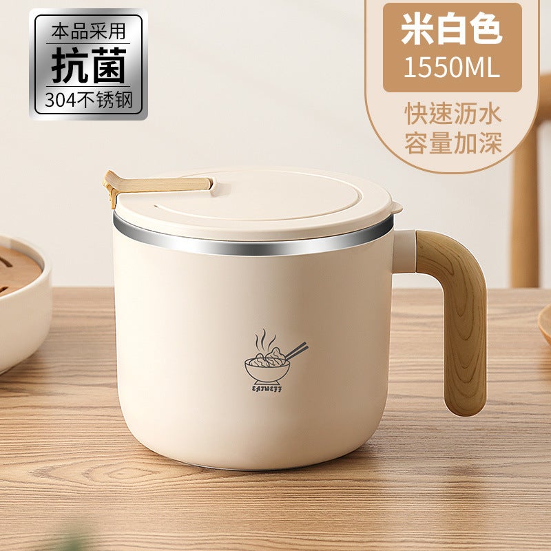 304 Stainless Steel Handle Large Capacity Instant Noodle Bowl With Lid Fast Food Cup Student Office Worker Lunch Box Insulated Lunch Box - Image 1