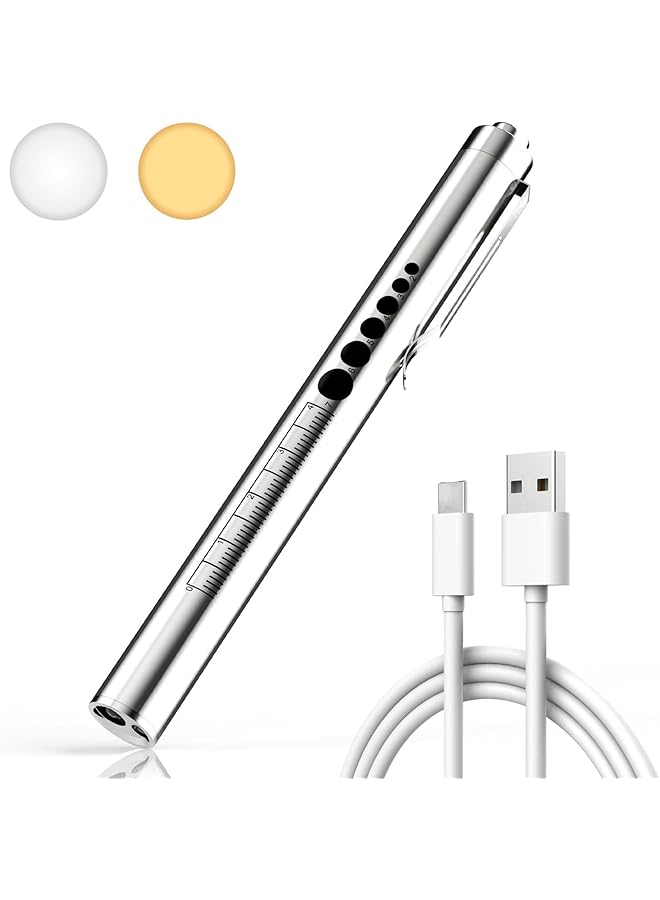PROMASS promass Rechargeable LED Pen Light for Nurses - Warm & White Light with Pupil Gauge - Portable Medical Penlight for Nurses, Doctors, First Aid, EMTs, and Nursing Students  - Image 1