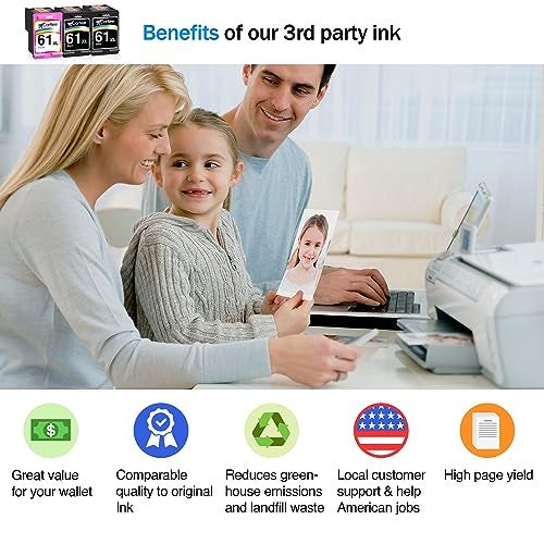 Cartlee Remanufactured Ink Cartridge Replacement for HP 61XL for Deskjet 1000 1010 1050 1055 1510 1512 2000 2050 2510 2512 2540 2542 2543 2549 3000 3050 Envy 4500 4501 4502 4503 4504 Black Color 3 pk - Image 2