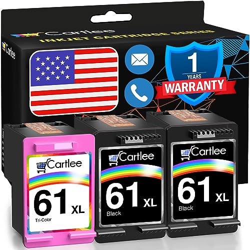 Cartlee Remanufactured Ink Cartridge Replacement for HP 61XL for Deskjet 1000 1010 1050 1055 1510 1512 2000 2050 2510 2512 2540 2542 2543 2549 3000 3050 Envy 4500 4501 4502 4503 4504 Black Color 3 pk - Image 1