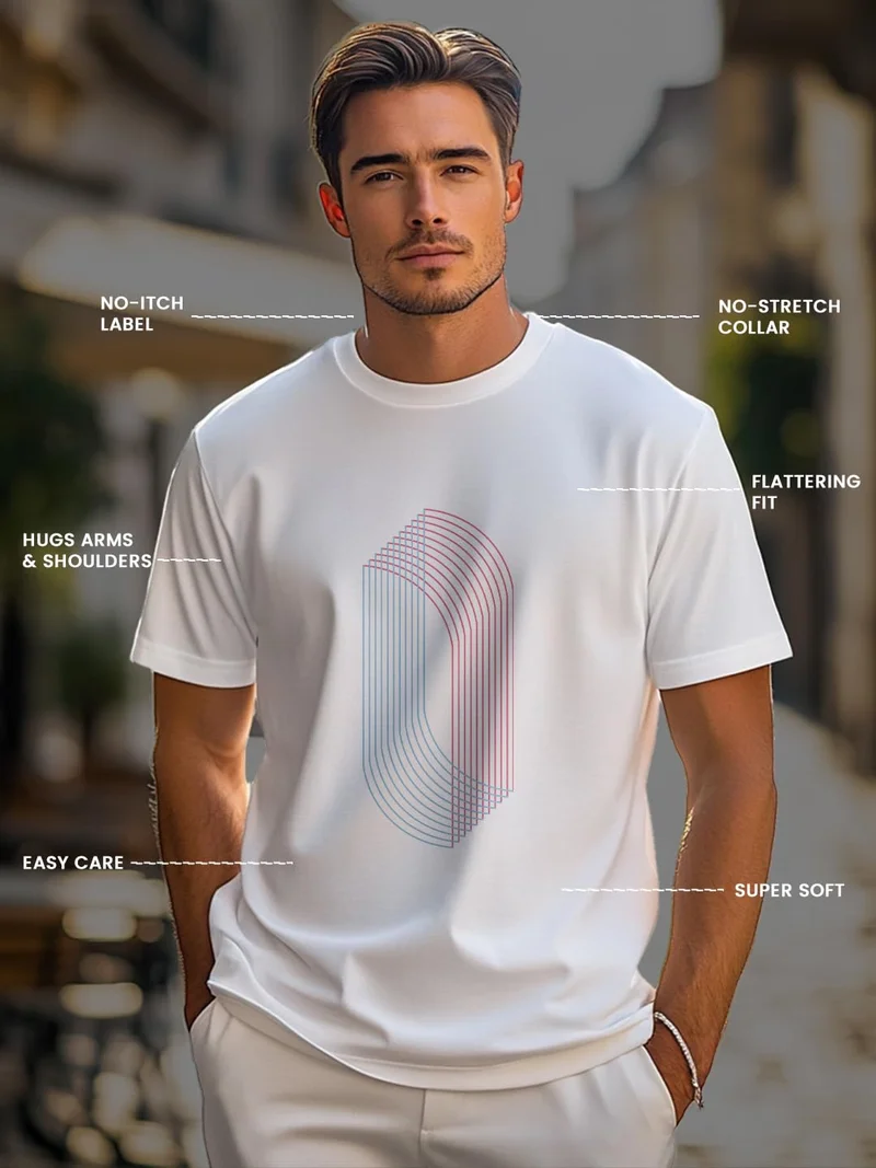 NOBERO  Men's White Cotton Regular Fit T-Shirt for Men | Best Price UAE