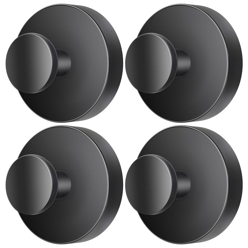 SOCORIA 2026 Upgraded Drill-Free Suction Cup Hooks, Stainless Steel Suction Cup Hooks for Shower, Mirror, Wall, Bathroom, Glass, Hanging Towels - 4 Pack, Black - Image 1